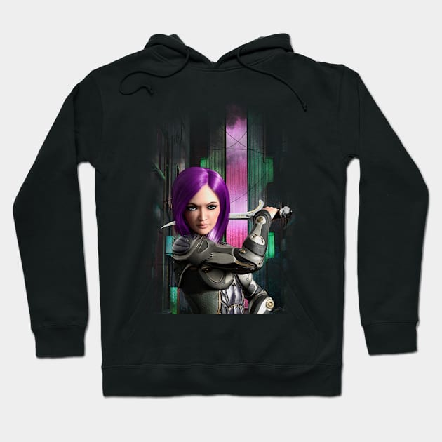 Cyberpunk Girl Hoodie by Artwork Simpson